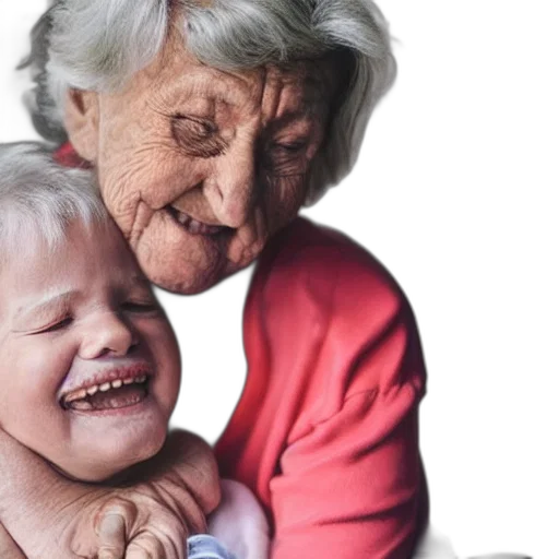 face, photorealistic, elderly, lady, has, her, little, 3-year-old transparent PNG cut-out