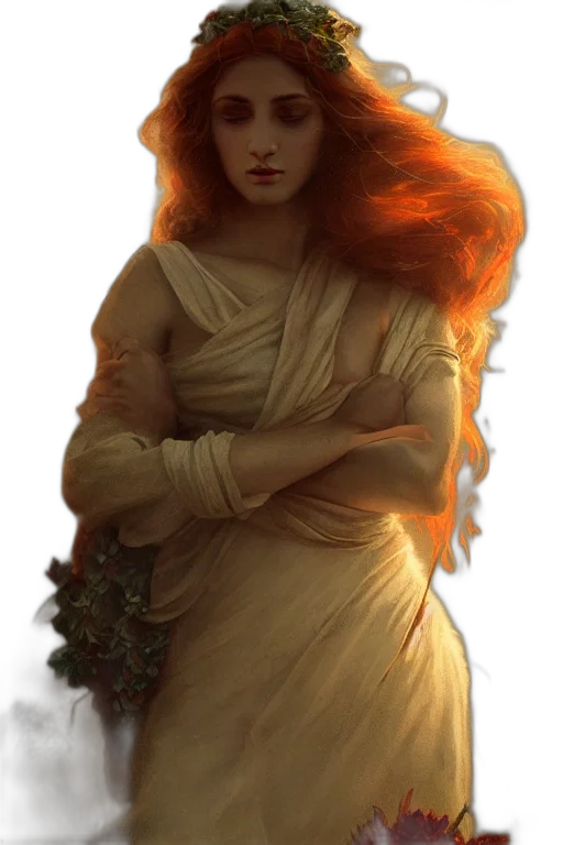 dress, crown, face, fantasy art, concept art, photorealistic, comic book art, fire transparent PNG cut-out