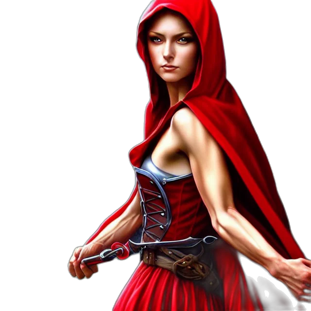 dress, sword, fantasy art, concept art, photorealistic, comic book art, red, beautiful transparent PNG cut-out