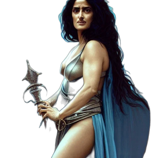 sword, jewelry, fantasy art, concept art, comic book art, photorealistic, underwater, portrait transparent PNG cut-out
