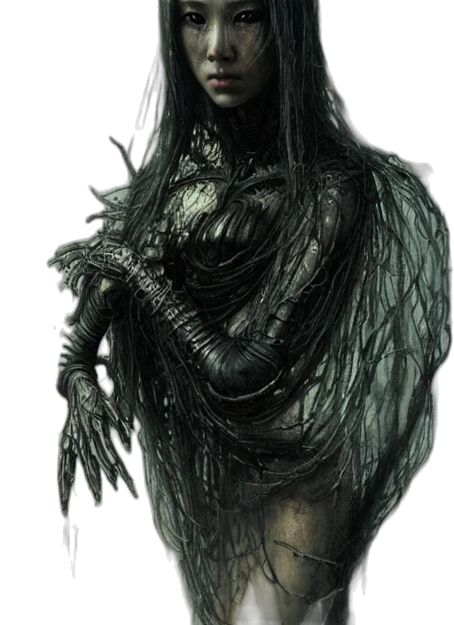 creature, hair, mask, dress transparent PNG cut-out