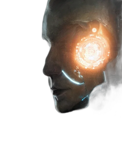 robot, face, mask, creature, concept art, comic book art, cyberpunk, photorealistic transparent PNG cut-out