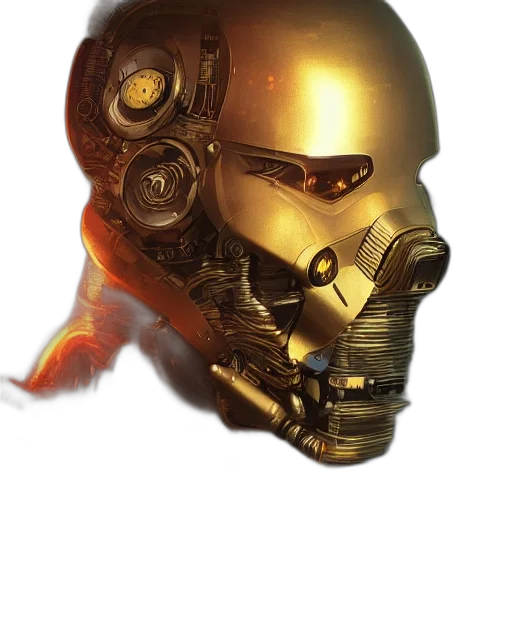 robot, mask, weapon, face, concept art, 3d render, cyberpunk, fantasy art transparent PNG cut-out