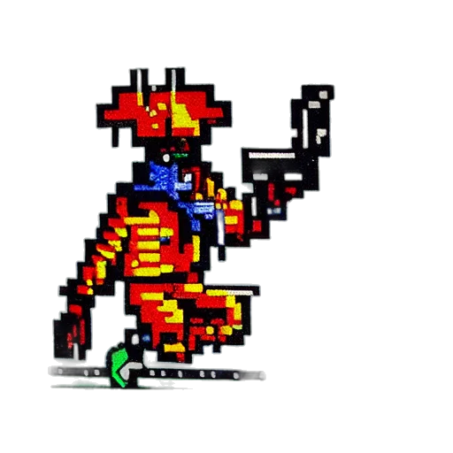 robot, dragon, staff, weapon, pixel art, concept art, cyberpunk, cartoon transparent PNG cut-out