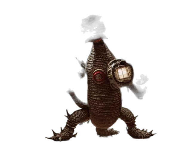 creature, robot, dragon, staff transparent PNG cut-out