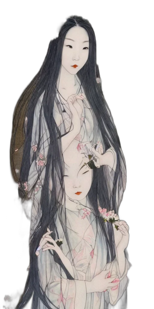 dress, mask, jewelry, hair, fantasy art, concept art, watercolor, anime transparent PNG cut-out