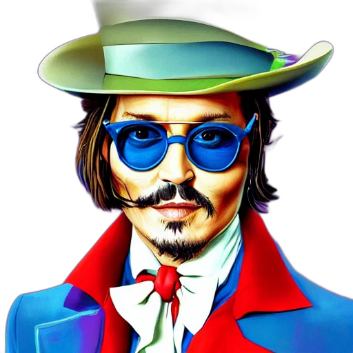 face, hat, comic book art, cartoon, photorealistic, pixel art, portrait, johnny transparent PNG cut-out