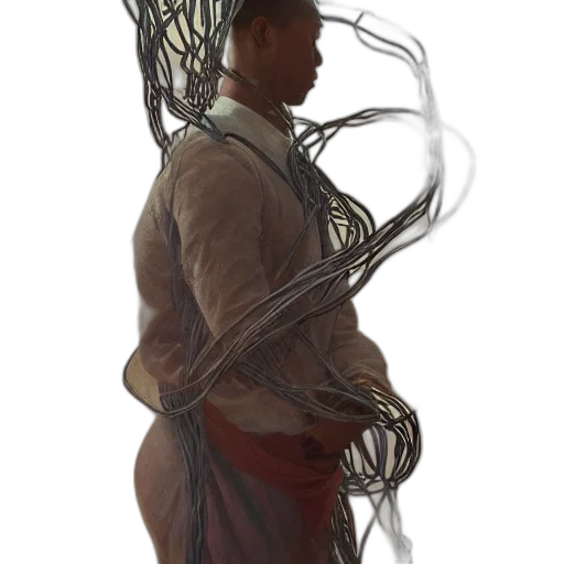 hair, staff, dress, mask transparent PNG cut-out