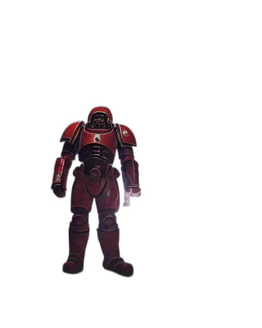 robot, weapon, creature, 3d render, concept art, pixel art, outer space, red transparent PNG cut-out