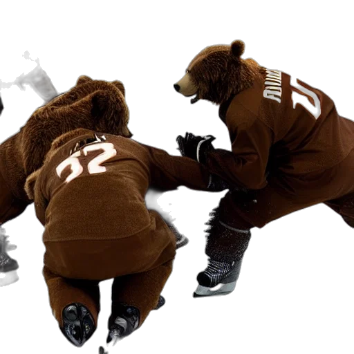 group, brown, bears, plays, ice, hockey transparent PNG cut-out