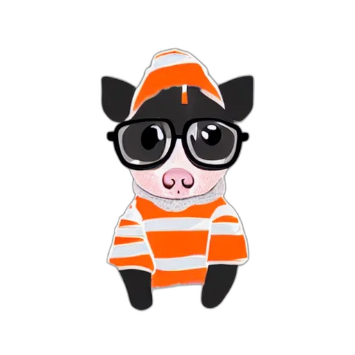 animal, hat, cartoon, concept art, cute, mini, pig, wearing transparent PNG cut-out