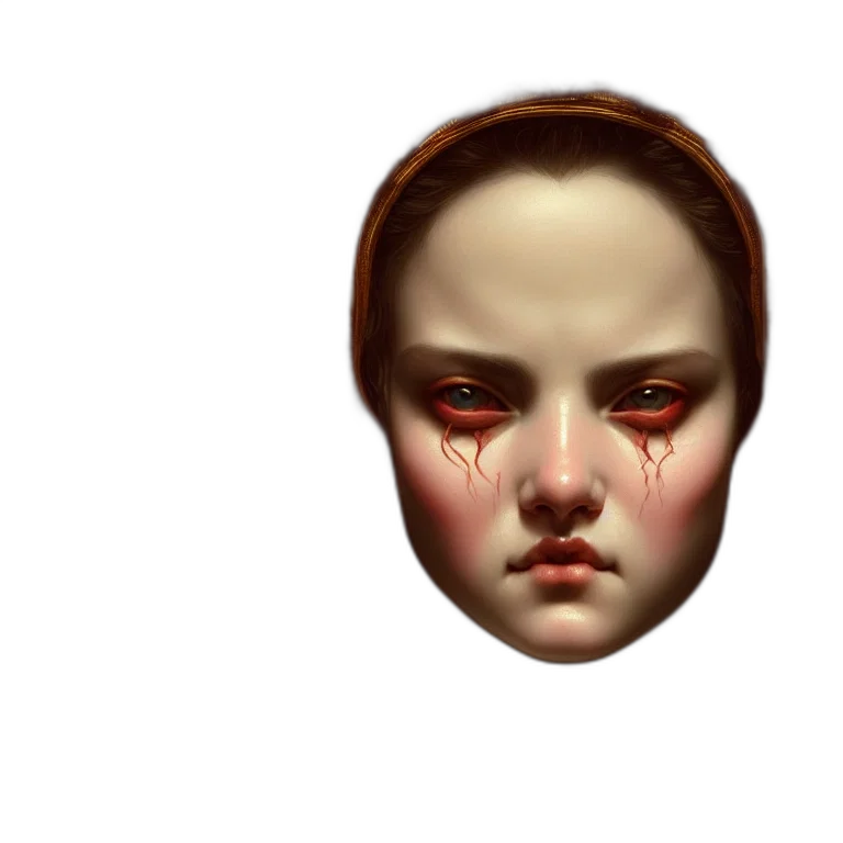 face, mask, creature, 3d render, pixel art, photorealistic, concept art, red transparent PNG cut-out