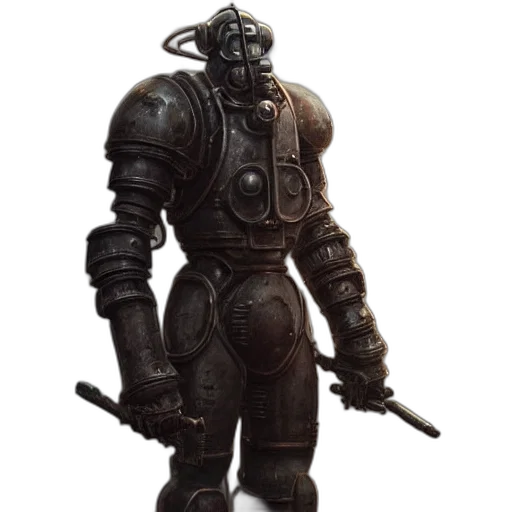 robot, staff, weapon, concept art, 3d render, fantasy art, nuclear, powered transparent PNG cut-out