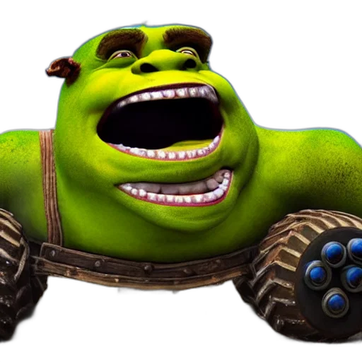 car, animal, creature, weapon, 3d render, concept art, photorealistic, shrek transparent PNG cut-out