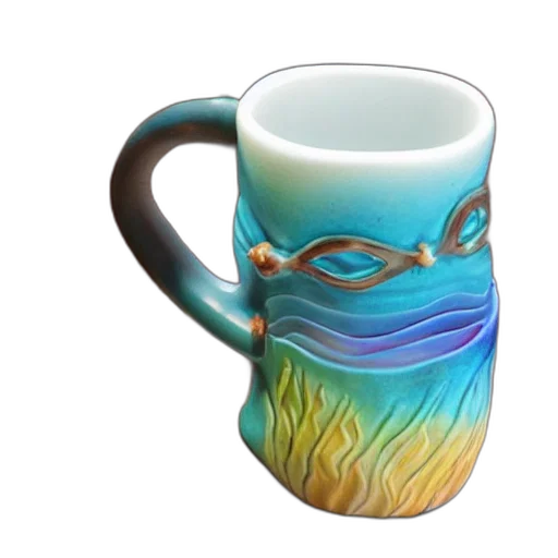photorealistic, 3d render, fantasy art, vaporwave, underwater, ceramic, mermaid, sculpture transparent PNG cut-out