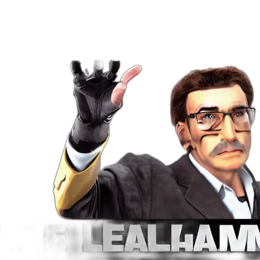 concept art, cartoon, 3d render, gman, half, life, youtube, thumbnail transparent PNG cut-out