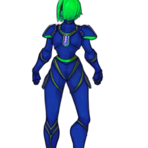 robot, staff, concept art, 3d render, pixel art, fantasy art, green, blue transparent PNG cut-out