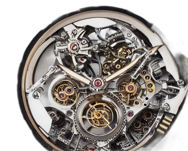 jewelry, photorealistic, steampunk, tourbillon, watch, extremely, detailed, highly transparent PNG cut-out