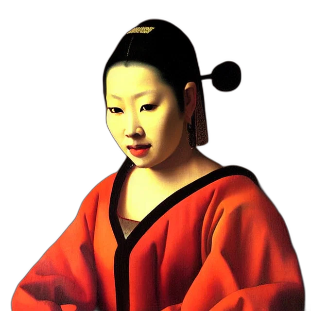 face, mask, staff, dress, photorealistic, oil painting, concept art, 3d render transparent PNG cut-out