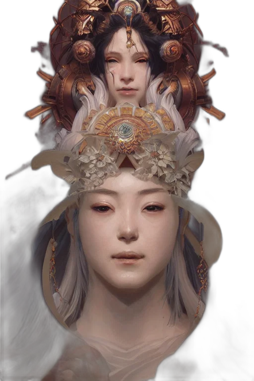 crown, face, mask, jewelry, concept art, fantasy art, photorealistic, oil painting transparent PNG cut-out