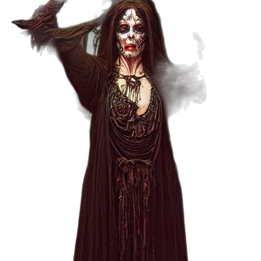 staff, dress, mask, jewelry, concept art, fantasy art, pixel art, comic book art transparent PNG cut-out