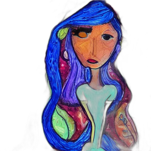 dress, jewelry, face, cartoon, watercolor, fantasy art, concept art, blue transparent PNG cut-out