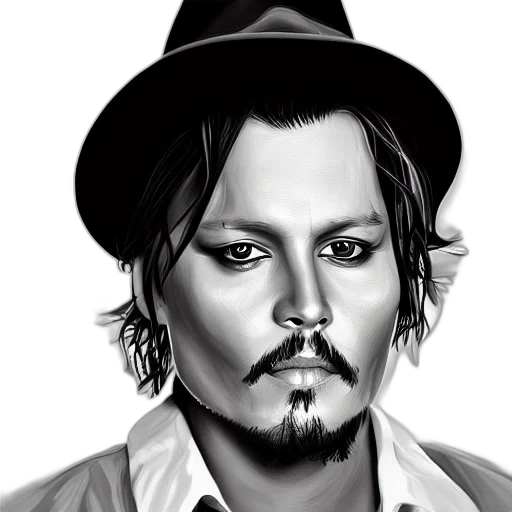 face, hat, photorealistic, cartoon, pencil sketch, comic book art, portrait, jonny transparent PNG cut-out