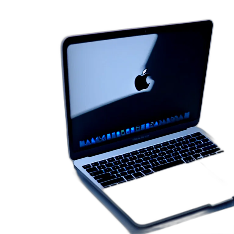 3d render, blue, portrait, macbook, made, smoke, dust, cinematic transparent PNG cut-out