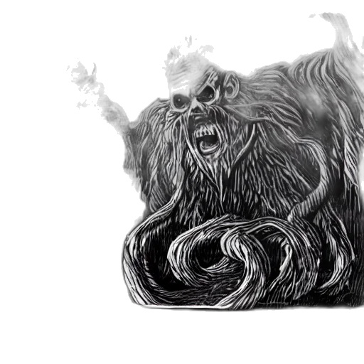creature, hair, animal, mask, concept art, comic book art, fantasy art, photorealistic transparent PNG cut-out