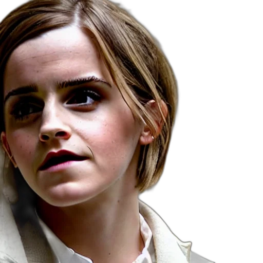 jacket, face, photorealistic, concept art, emma, watson, talking, her transparent PNG cut-out