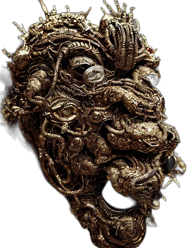 mask, hair, crown, dragon transparent PNG cut-out