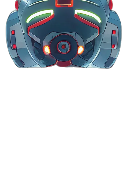 robot, mask, weapon, hat, concept art, 3d render, pixel art, outer space transparent PNG cut-out