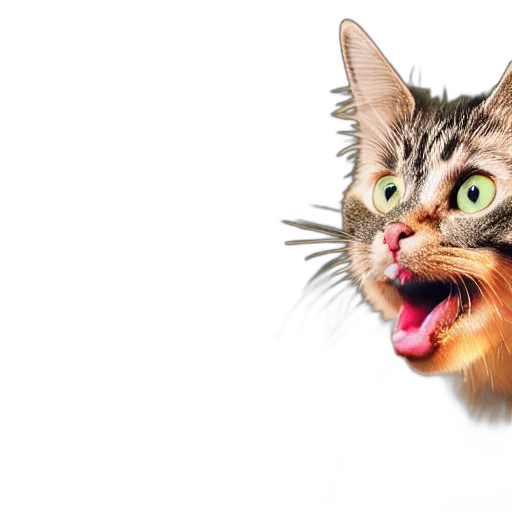 animal, creature, face, photorealistic, 3d render, cat, singing, photographed transparent PNG cut-out
