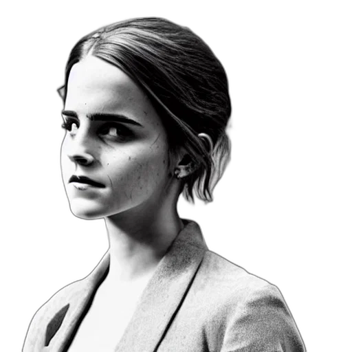 face, jacket, dress, photorealistic, concept art, cartoon, emma, watson transparent PNG cut-out