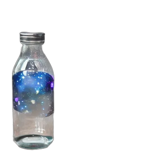 bottle, jewelry, 3d render, concept art, photorealistic, outer space, underwater, blue transparent PNG cut-out