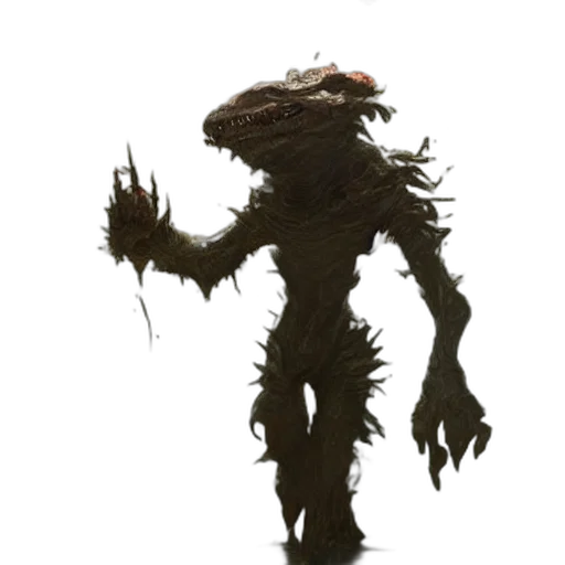 creature, dragon, staff, mask, concept art, fantasy art, 3d render, dark transparent PNG cut-out
