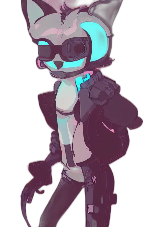 robot, jacket, mask, creature, cyberpunk, concept art, vaporwave, cartoon transparent PNG cut-out