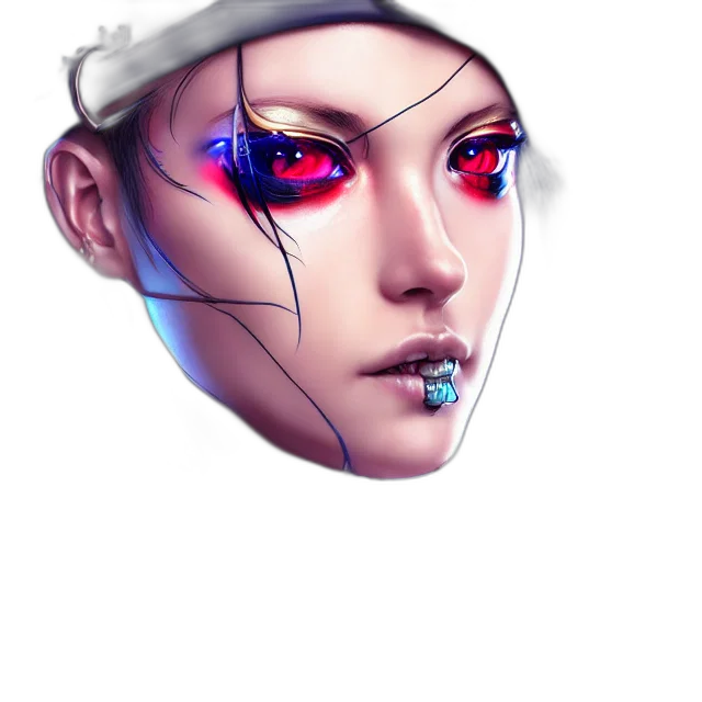 robot, face, mask, hat, cyberpunk, concept art, fantasy art, pixel art transparent PNG cut-out