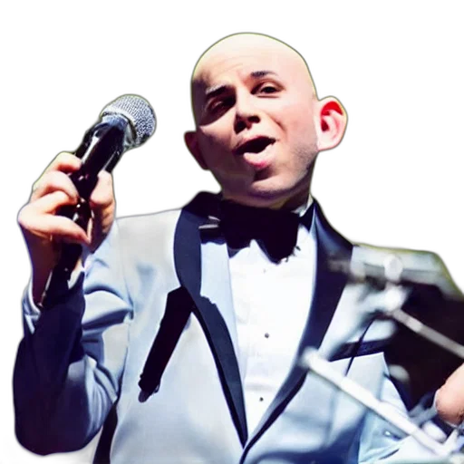 staff, photorealistic, cartoon, bald, monkey, wearing, suit, singing transparent PNG cut-out