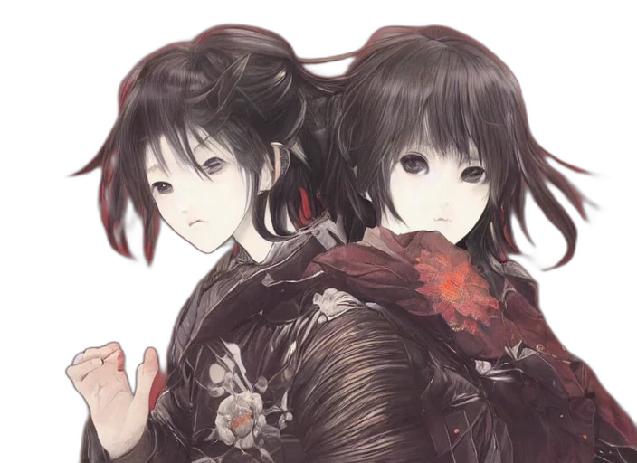 anime, concept art, fantasy art, photorealistic, red, dark, monochrome, art transparent PNG cut-out
