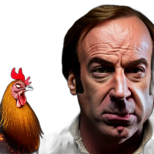 animal, photorealistic, concept art, cartoon, saul, goodman, rooster, medieval transparent PNG cut-out
