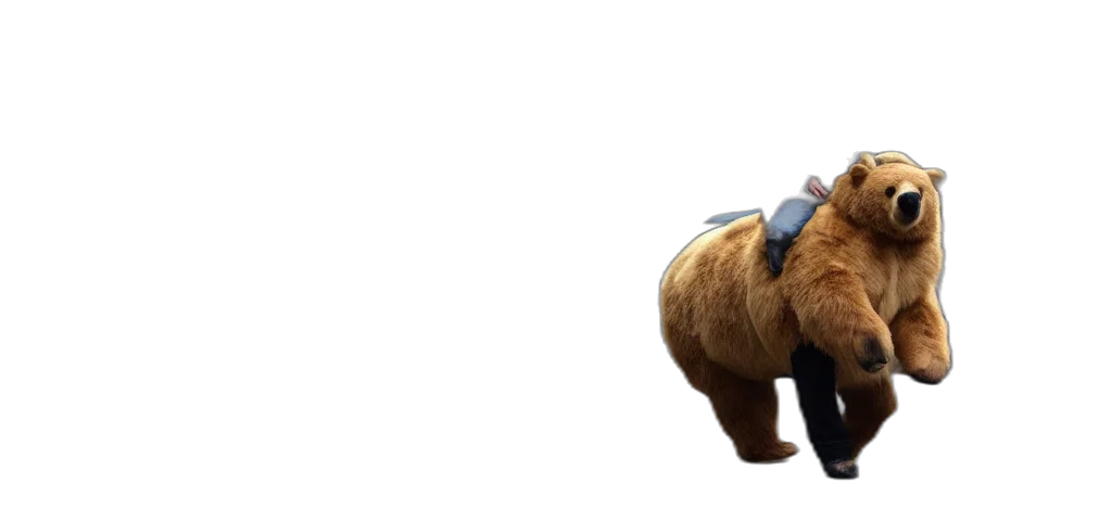 animal, creature, concept art, 3d render, riding, bear, work, city transparent PNG cut-out