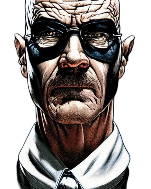 face, mask, comic book art, concept art, cartoon, portrait, walter, white transparent PNG cut-out