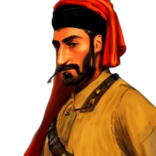 face, staff, fantasy art, oil painting transparent PNG cut-out