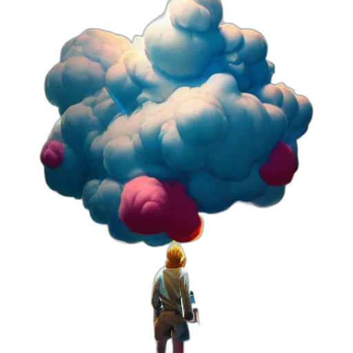 umbrella, jacket, creature, hat, concept art, pixel art, watercolor, 3d render transparent PNG cut-out