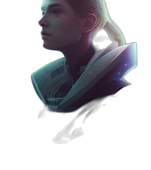face, robot, jacket, mask, concept art, cyberpunk, fantasy art, watercolor transparent PNG cut-out