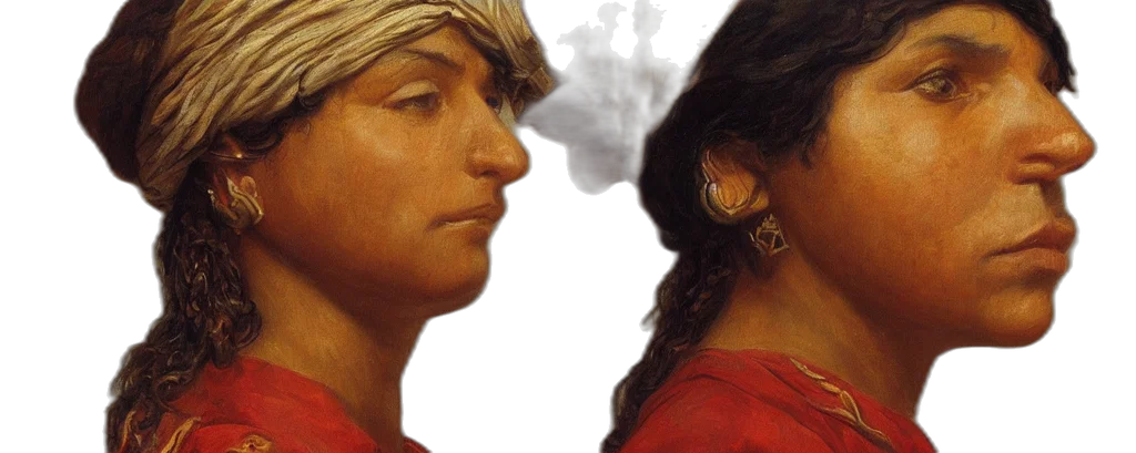 face, photorealistic, oil painting, fire, red, beautiful, women, jibaro transparent PNG cut-out