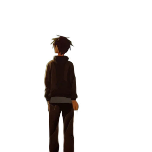 jacket, staff, robot, creature, pixel art, concept art, anime, 3d render transparent PNG cut-out