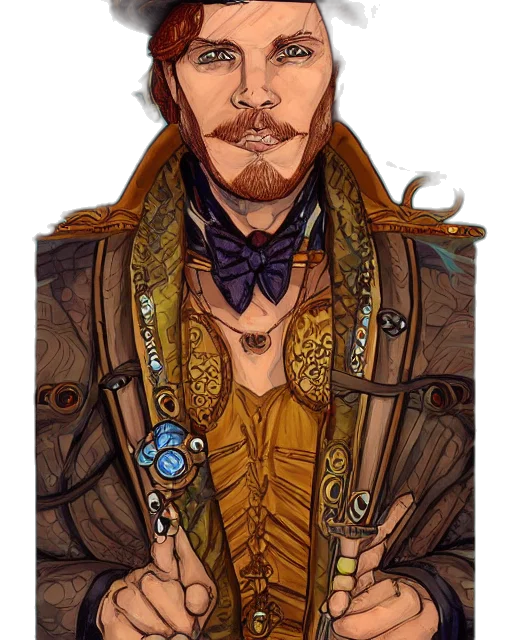 jacket, staff, face, fantasy art, concept art, comic book art, pixel art, detailed transparent PNG cut-out