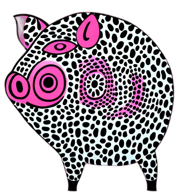 animal, beautiful, painting, lovely, toy, pink, pig, kusama transparent PNG cut-out